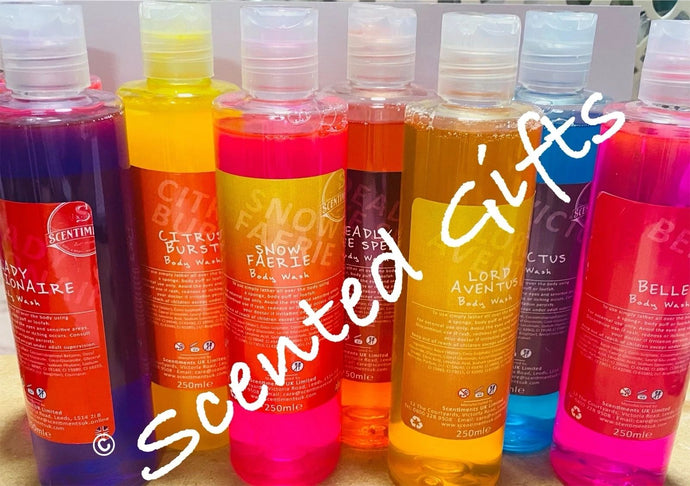 Scented Body Wash  Our range of body wash are all handmade and only use high quality ingredients; these include Bio glitters that do not adversely affect the environment and water-soluble dyes which will not stain your tub.﻿ Body Wash scents and colours will be chosen at random.