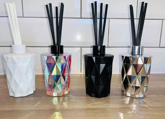 Geo Room Diffuser boxed 170ml  These beautiful geo diffusers are available in 4 different colours and a range of scents.