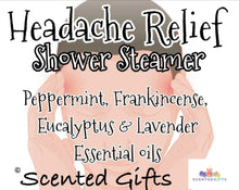 Load image into Gallery viewer, Aromatherapy essential oil super strong shower steamers scented in sinus relief, lemongrass, cinnamon, eucalyptus, red mandarin, headache, peppermint, All shower steamers are made 100% with pure essential oils and menthol crystals. 20 minutes is recommended in the shower to reap the aromatherapy benefits.