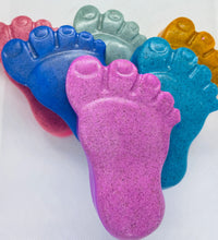 Load image into Gallery viewer, Scrubby foot Buddy bar This lovely chunky scrubby buddy bar is sure to keep your feet smelling fresh and looking great too! Packet with grounded Pumice stone to scrub away dead or hard skin and lashings of our scented smelling fragrances. approx 100g