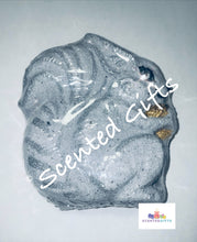 Load image into Gallery viewer, Cyril Squirrel A Grey squirrel bomb with hidden orange yellow and green centre fragranced in rhubarb and custard.