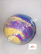 Load image into Gallery viewer, 400mg CBD Coloured Bath Balls Colour layered round sphere orb shaped bath bombs with 400mg of CBD isolate in range of scents, the strongest individual CBD bomb.