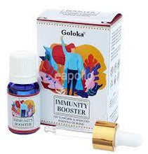 Load image into Gallery viewer, Goloka Essential Blend Oils Stunningly Fragranced Aroma Oil Which Fills Your Home With A Wonderful And Long Lasting Aroma. These are safe to use in burners, plug in and humidifiers. Brand: Goloka Material: 100% Pure Essential Oil Packaging: 10ml Bottle with Pipette Vegan: Yes Cruelty Free: Yes Child Labour Free: Yes choice of:decreased anxiety energising anti depression. immune booster