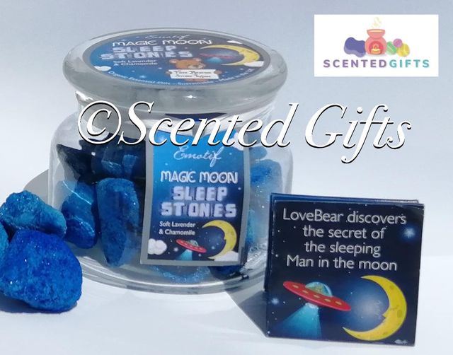 MAGIC MOON SLEEP AROMATHERAPY STONES. talian lava rock infused with organic lavender and chamomile essential oils to help towards a deep sleep. Simply open the jar beside the bed up to 1 hour before sleep time then replace the lid and let the power of aromatherapy work its magic. Magic Moon Sleep Stones are very recently launched and targeted at parents & their children for sleep assistance.