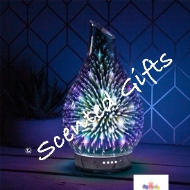 Starry Night Aroma Humidifier Diffuser UK Mains Powered, Ultrasonic Humidifier In a Stunning Silver Glass Mosaic Design - Simply Add Water And Oil To The Tank And See It Quickly Vaporise Into a Cool, Dry Scented Mist Perfect for Use With fragrance and Essential Oils For Aromatherapy.  With All Essential Oils, Please Take Care To Use Safely and To Only Use Oils Appropriate For The Environment (Children, Pets etc...).