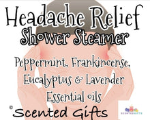 Load image into Gallery viewer, Aromatherapy essential oil super strong shower steamers scented in sinus relief, lemongrass, cinnamon, eucalyptus, red mandarin, headache, peppermint, All shower steamers are made 100% with pure essential oils and menthol crystals. 20 minutes is recommended in the shower to reap the aromatherapy benefits.
