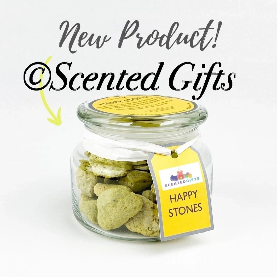 Happy Aromatherapy Stones  Natural Italian lava rock infused with an intricate blend of freshly cut grass, vanilla, frankincense and 5 other uplifting essential oils to enhance positive mood and boost feelings of emotional wellbeing. HOLISTIC