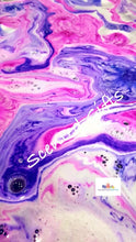 Load image into Gallery viewer, Rose Wonderland scented jumbo bath bricks coloured in pink, purple and white.
