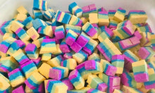 Load image into Gallery viewer, Mini Brick bath blocksMini Brick bath bombs. In a range of colours. Scents include creed, one million, lady million, baby powder, parma violet, lemon sherbert, green apple, invictus, pink lemonade, coconut cream, raspberry ripple, flowerbomb, lynx smokey oak, thai lime and mango, JPG HER, JPG HIM, love spell, rhubarb custard, red raspberry sorbet, cherry blossom, bubblegum and pink bubbly.
