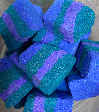 Load image into Gallery viewer, Mini Brick bath blocksMini Brick bath bombs. In a range of colours. Scents include creed, one million, lady million, baby powder, parma violet, lemon sherbert, green apple, invictus, pink lemonade, coconut cream, raspberry ripple, flowerbomb, lynx smokey oak, thai lime and mango, JPG HER, JPG HIM, love spell, rhubarb custard, red raspberry sorbet, cherry blossom, bubblegum and pink bubbly.
