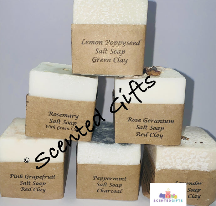 Luxury Salt Soap Bar Perfect size for in your hand and the more you use the better they get and more salt is exposed.... use for hands feet body..