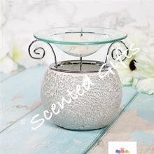 Load image into Gallery viewer, Mosaic Style Oil Burner  Round Oil Burner With Mosaic Design And 3 Metal Arms Sticking Out Top To Hold The Dish In Place. pearl
